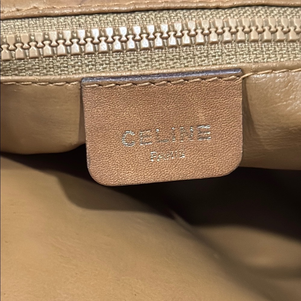 Celine Tan and Brown Toiletry Bag with Geometric Pattern - Picture 6 of 14